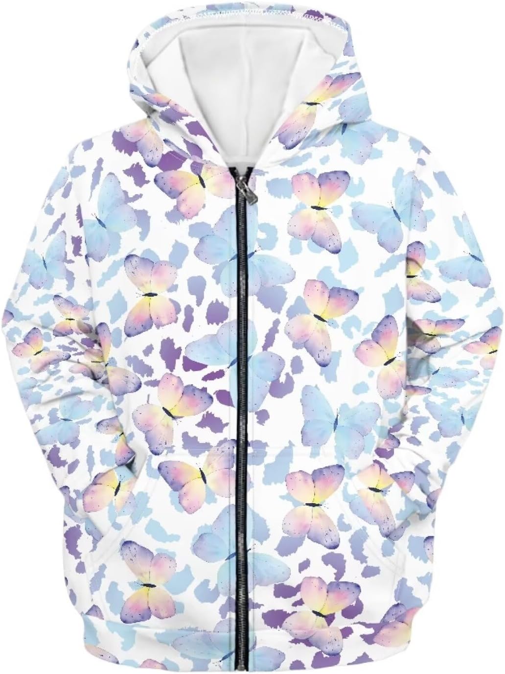AmzPrint Zip Up Hoodies For Girls Funny Graphic Casual Zipper Hooded Sweatshirts Warm Loose Oversized Jackets Coats