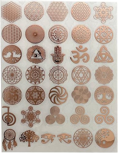 Miniatura 9 de METAL ARTEM 35 unidslote Flor de la Vida Metal Pegatina Geometría Orgón Pirámide Pegatina Autoadhesiva Calcomanías (Dorado)