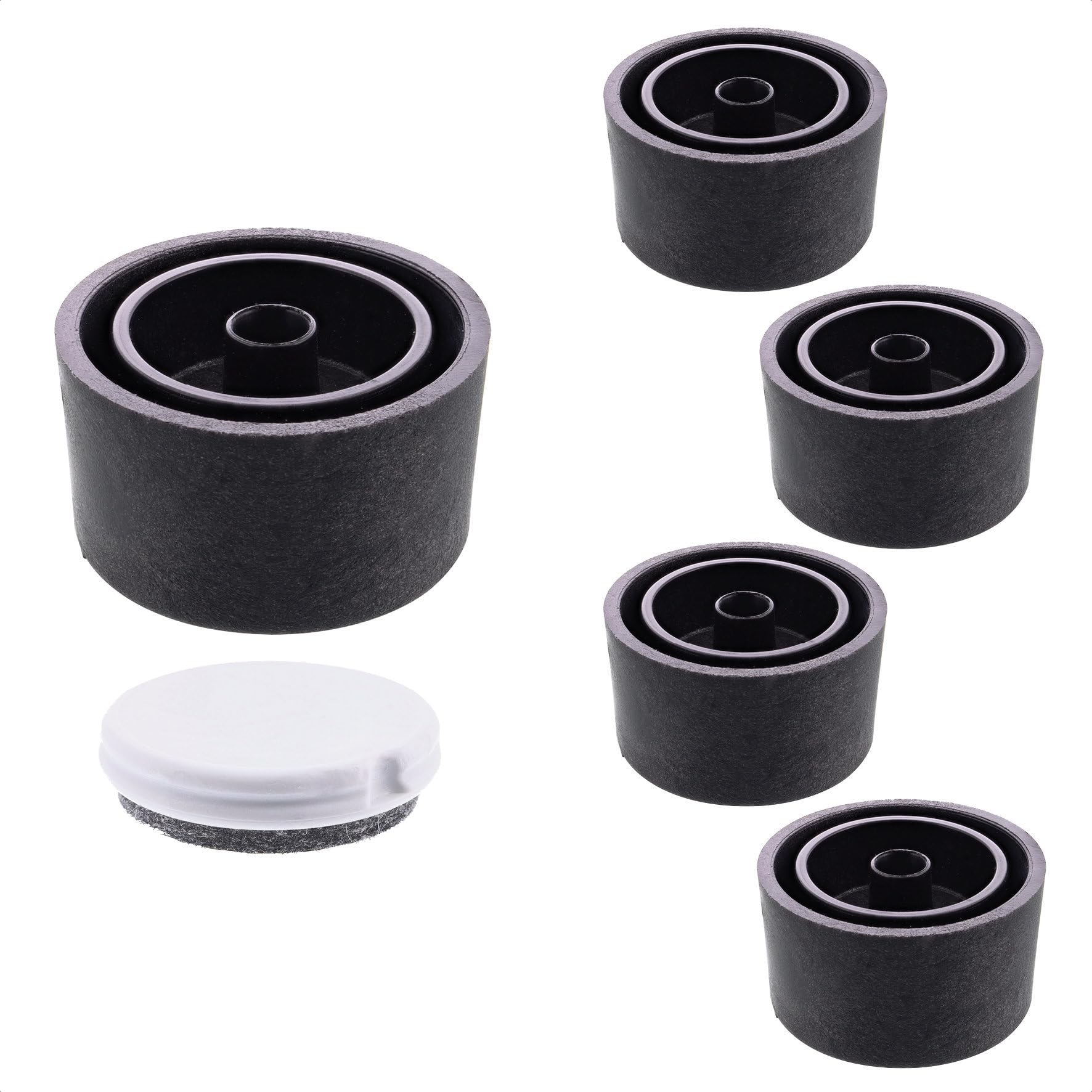 Wagner Möbelbein Lounge – 4-tlg. Set Ø30 x 20 mm, schwarz, inkl. QuickClick Softgleiter Ø25 mm (Modell LOUNGE ST 8818)