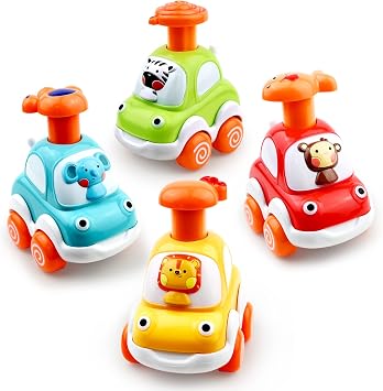 Love&Mini Baby Toy Cars for 1+ Year Old Boy Toddler Toys Age 12M+, 1 2 3 Years Old Boy Gifts Animal Cartoon Press and Go Cars for Toddlers 1-3 Birthday Toys
