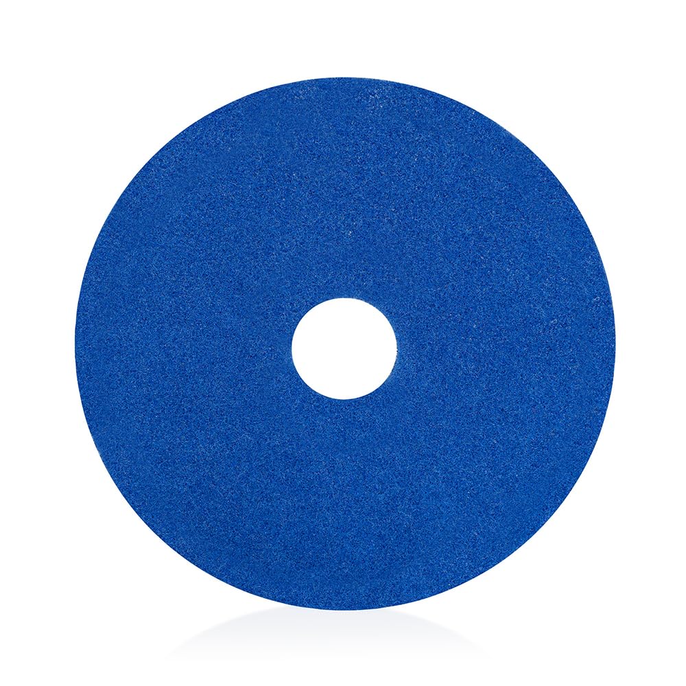 Lot de 5 tampons de nettoyage épais bleus de 432 mm de diamètre pour machine à disque unique - Puissance de nettoyage moyenne pour nettoyage humide et par pulvérisation - Lavables et durables