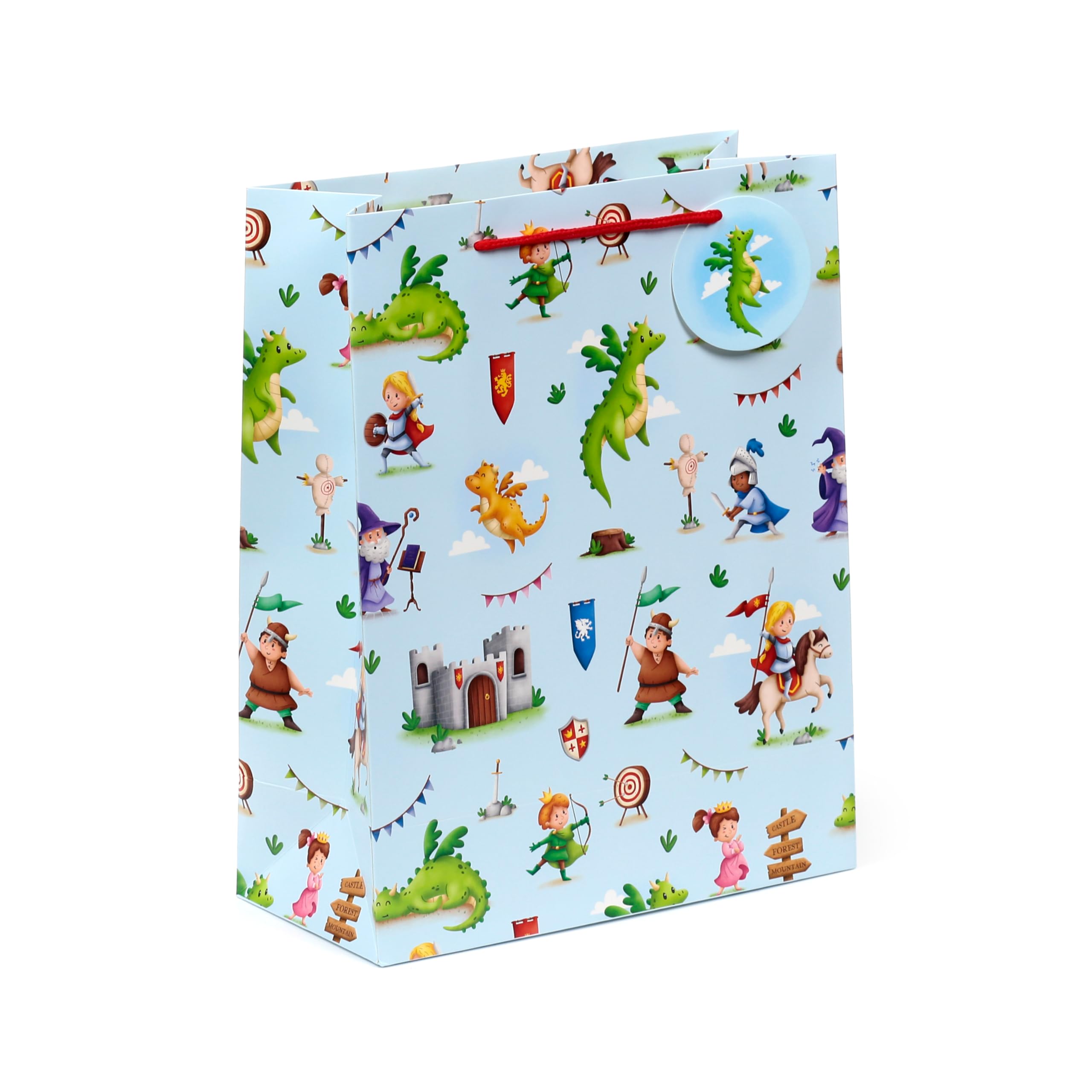 Puckator Knights & Dragons Gift Bag Large - Birthday Gift Bag - Gift Bag For Presents - Present Bag For Females - Kids Birthday Presents - Present Bags For Gifts - Gift Box For Baby