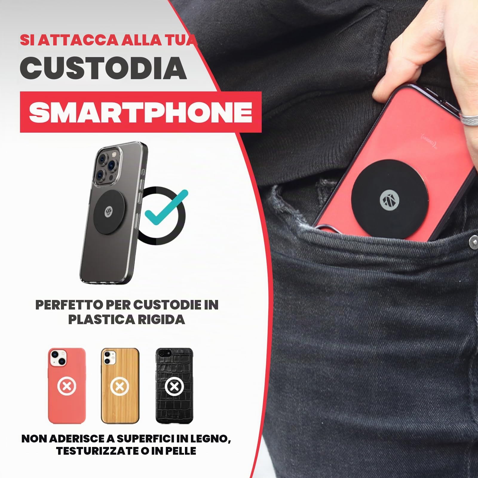 Shapeheart Innovazione francese, Portacellulare magnetico per moto con piastra in acciaio ultrasottile, Anti riflessione, Supporto per telefono per manubri o ponti di moto, Accessorio moto universale