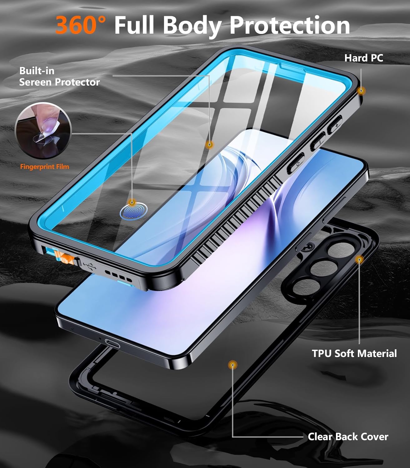 Temdan Designed for Samsung Galaxy S26 Case Waterproof, Built-in Lens & Screen Protector Military Shockproof Dropproof IP68 Underwater Full Body Phone Case for Galaxy S26 5G 6.3"-LightBlue (2026)