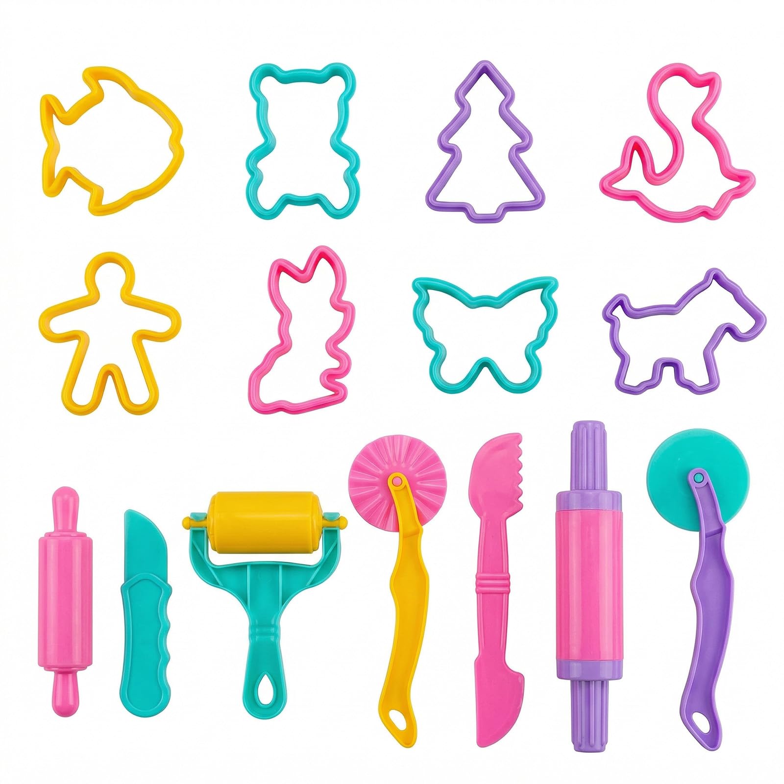 Shudyear Clay Dough Set, 15Pcs Clay Dough Tools, Claydough Accessories, Clay Roller and Modeling Tools(Random Colors)