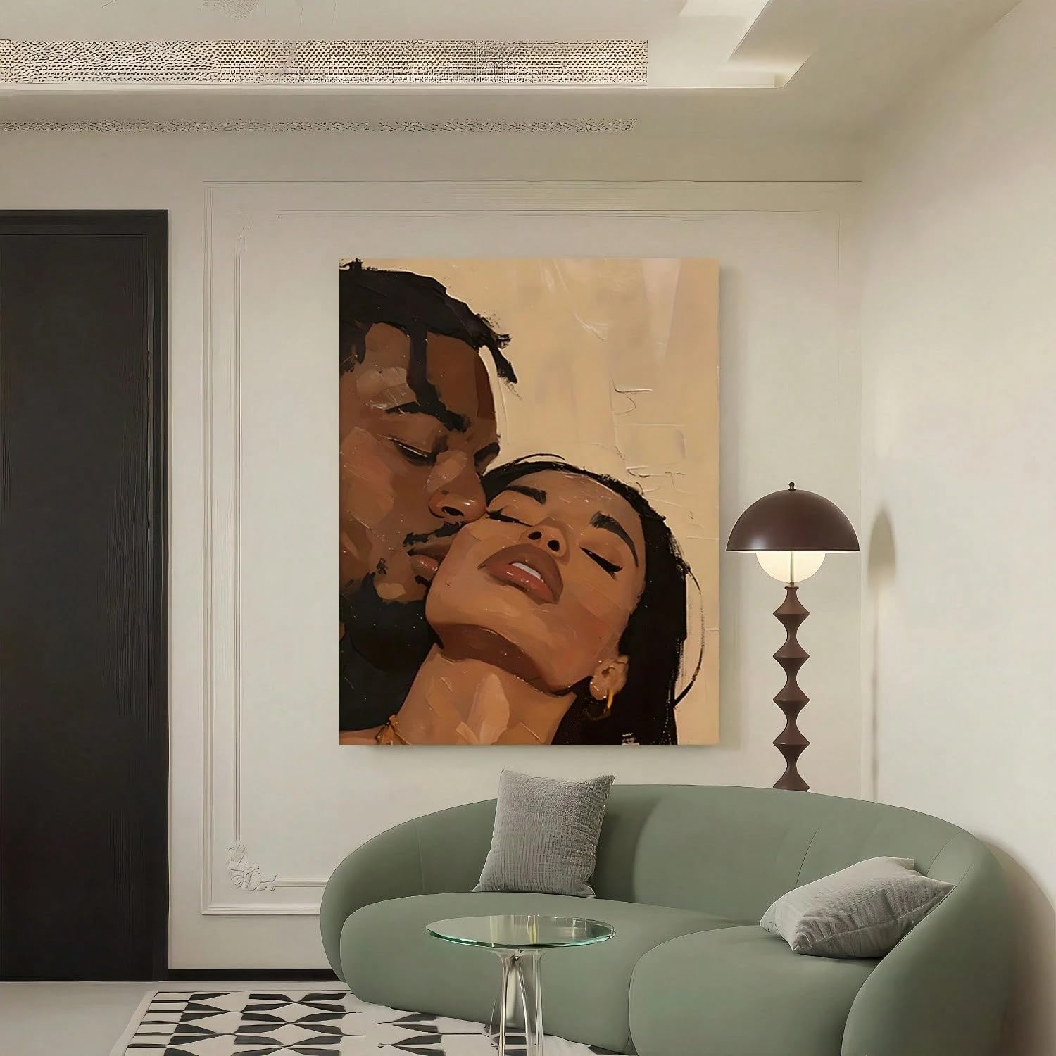 SPXLUCAU Abstract Couple Kissing Canvas Painting, For Living Room, Bathroom(20x30cm/No frame)