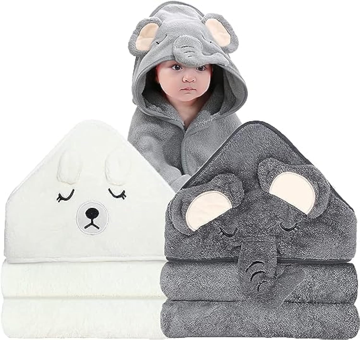 Khazna Bamboo Hooded Baby Towel, Organic Bamboo Bath Towel for Toddler, Soft and Super Absorbent Washcloth, Machine Washable Towel, Keeps Your Baby Warm & Cosy