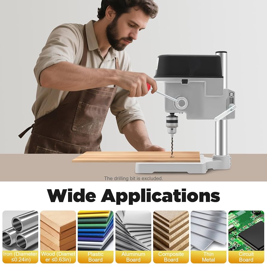 Mini Bench Drill Press Small Benchtop Drilling Machine Adjustable 3-Speed