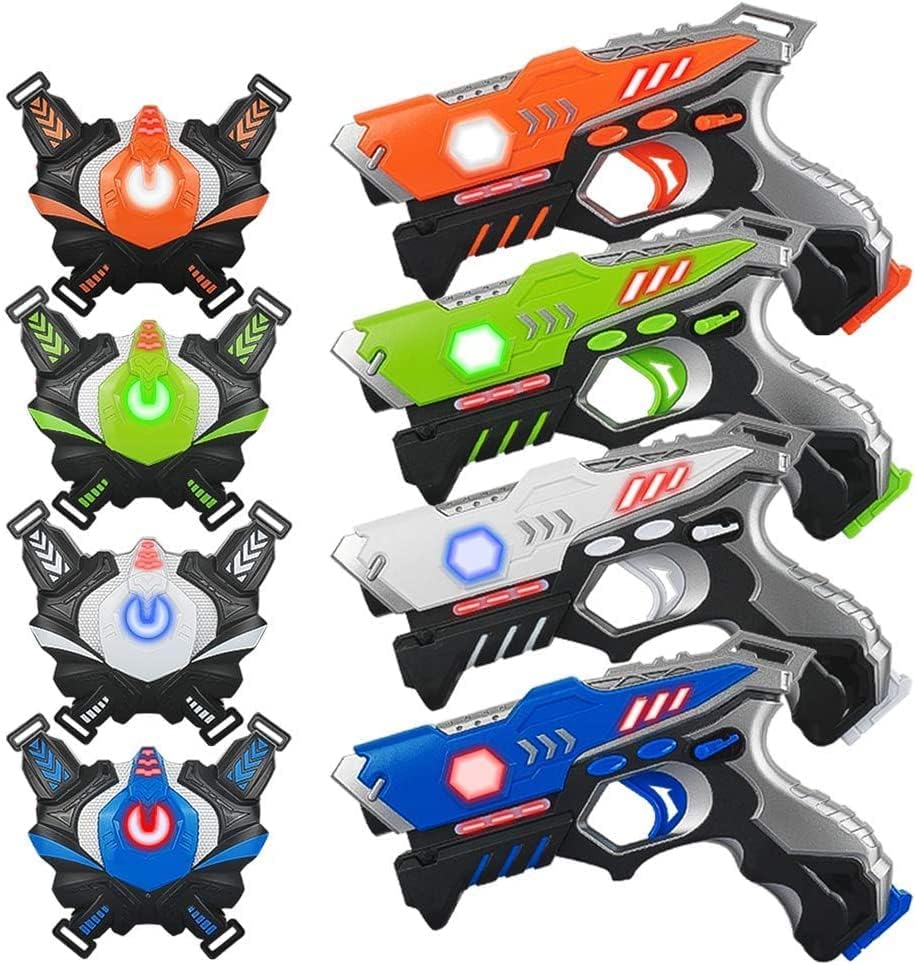 Laser Tag, Kidpal Laser Tag Guns Set Of 4 Player, Laser Tag Sets With Gun And Vest For Boys 8-12, Lazer Tag Game Gun Set For Kids Age 6 7 8 9 10 11 12, Best Choice Infrared Kids Laser Tag Party Favors