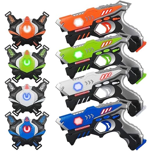 Kidpal Laser Tag, Laser Tag Gun with Vest Set 4 Pack for Family Fun, Lazer Tag Game Set with Gun for Kids Boy & Girl Toys Age 6 7 8 9 10 11 12+ Best Choice Infrared Laser Tag Blaster Indoor Outdoor