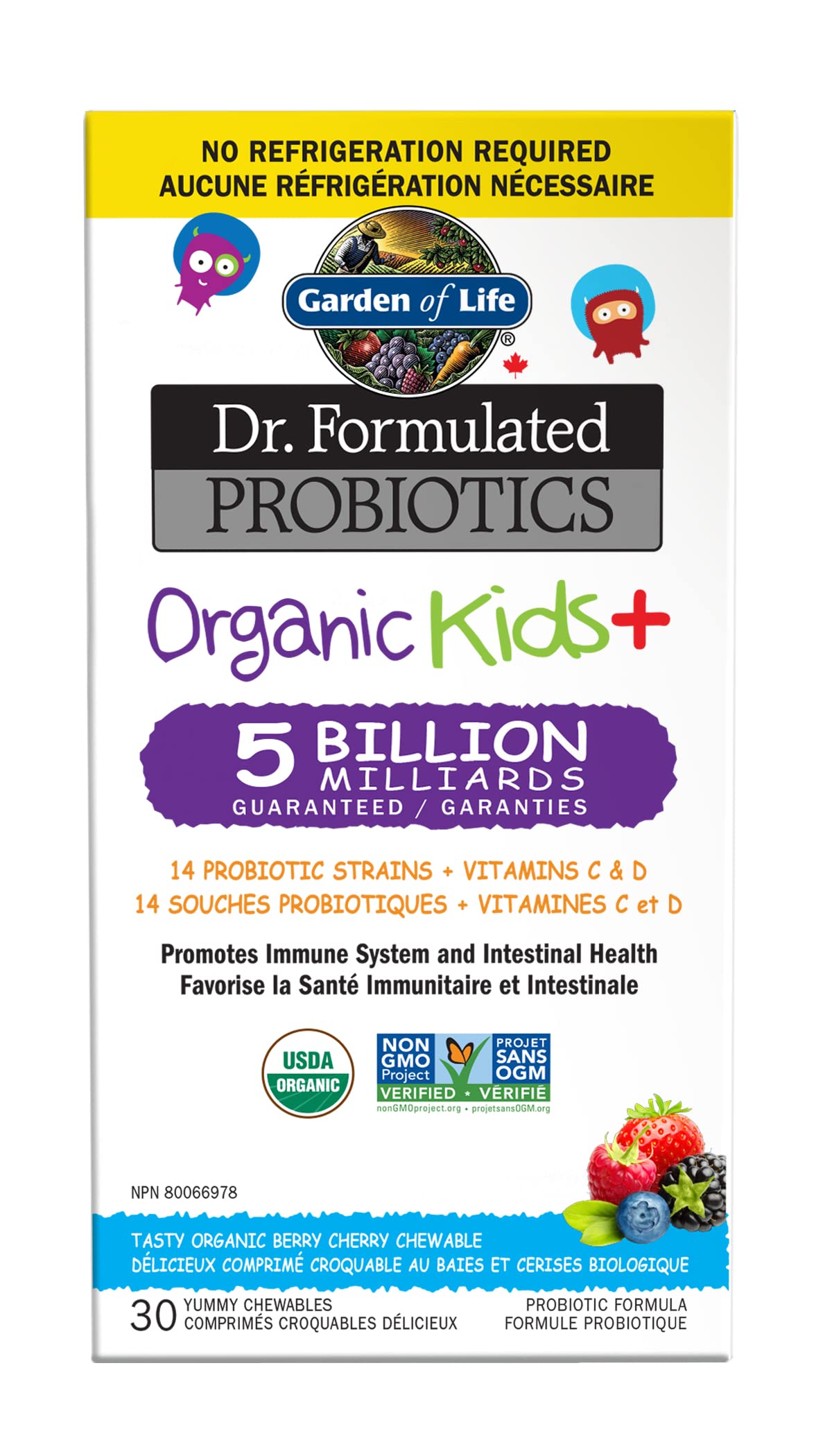 Garden of LifeGarden of Life Dr. Formulated Organic Kids+ Chew 5-B SS (Berry Cherry) New 30 CT