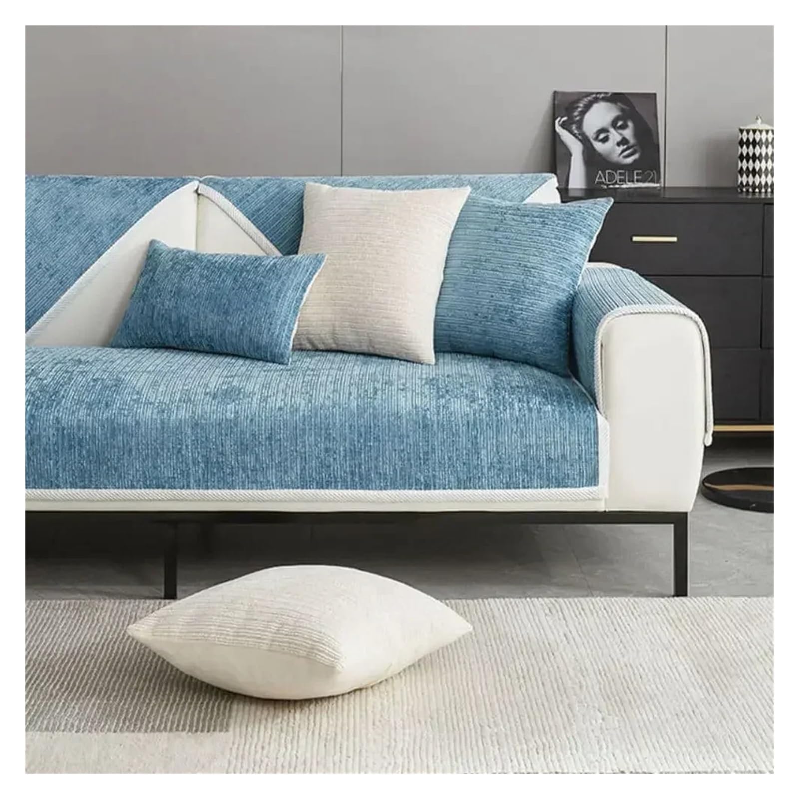 WNBFTTK Funda Sofa Funda de sofá Chenilla a Rayas Simple, antiarañazos, Conjunto Universal con Todo Incluido, Funda Minimalista, Toalla Tela, cojín Lavable