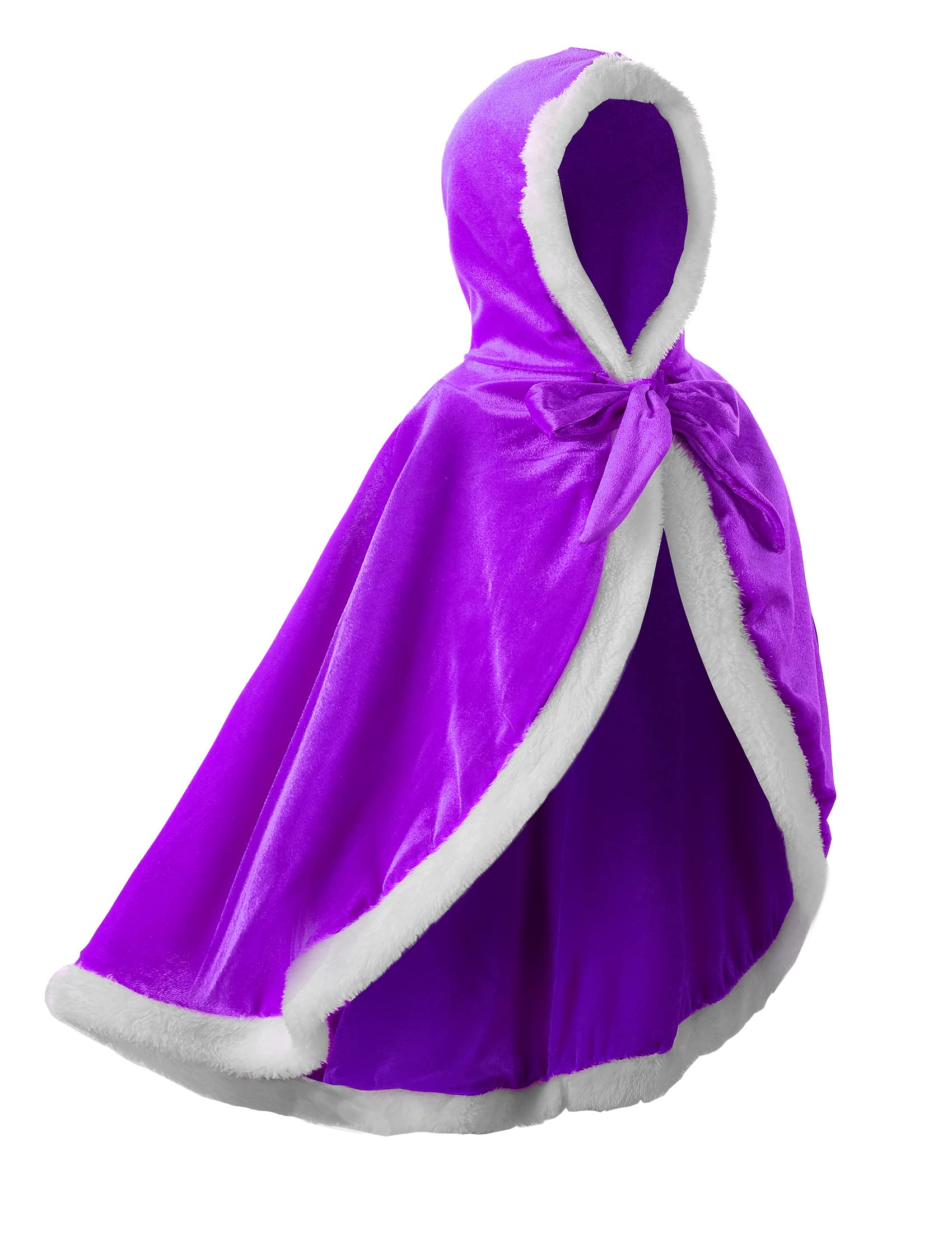 JerrisApparel Girl Cape Wedding Cloak Dress Coat Matching Snow Princess Costume (140, Purple)