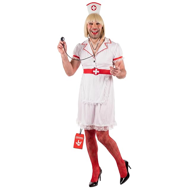 Fun Shack Disfraz Enfermera Hombre, Disfraz Despedida Halloween Hombre, XL