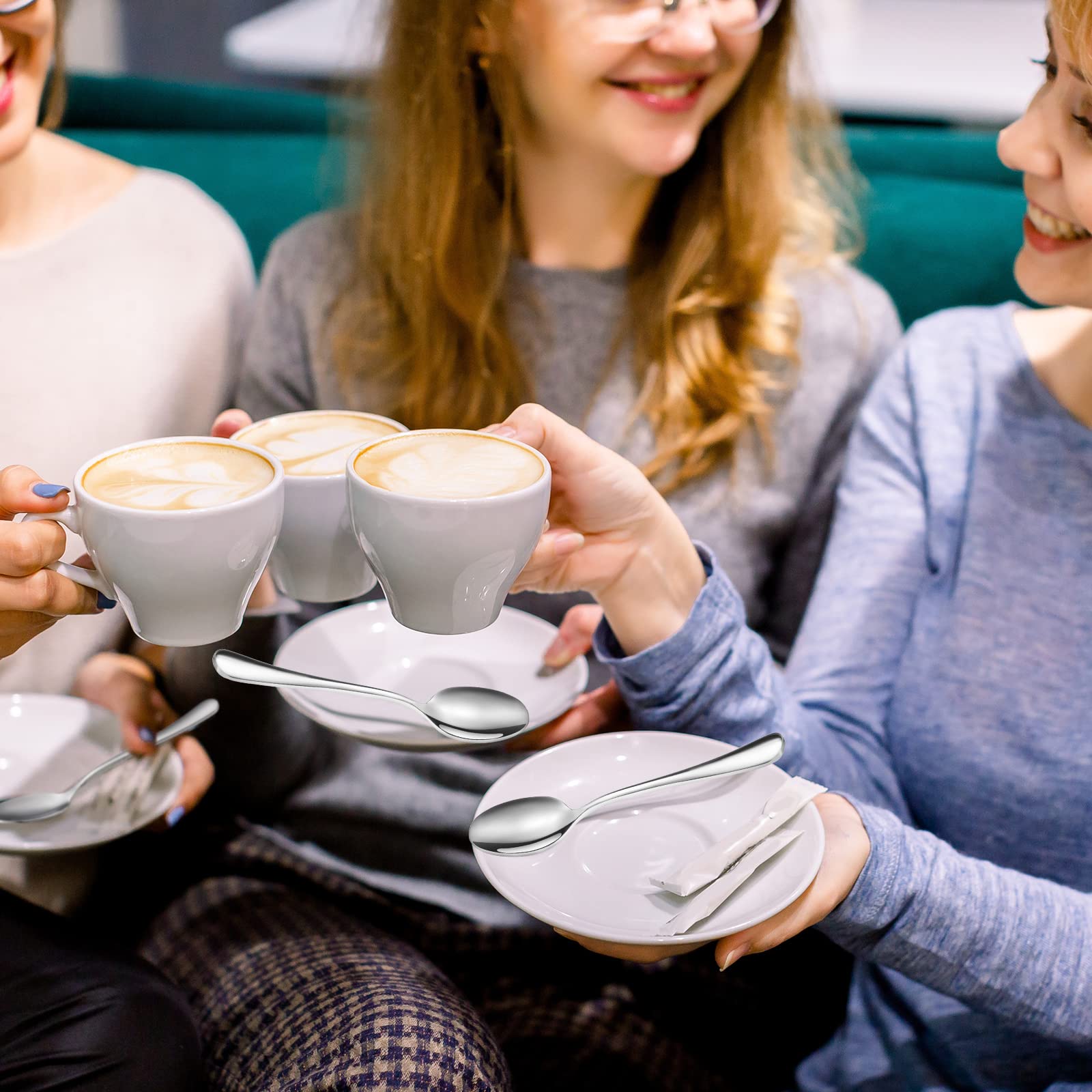 Demitasse - 100 cucharas de espresso de acero inoxidable a granel, pequeñas cucharas de postre de degustación de café de 4.33 pulgadas para postre de cocina, té, aperitivos, 1.18 pulgadas de ancho