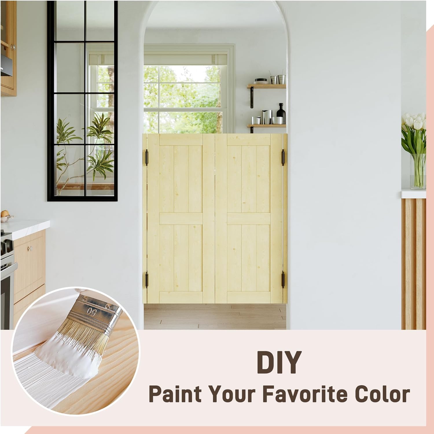 30" x 42" Swinging Saloon Door, Double Solid Wooden Cafe Doors, Swing Half Door for Commercial, House, Porch, Kitchen, Doorways, Bar, Restaurant, Hallway Partition Door for Indoor & Outdoor