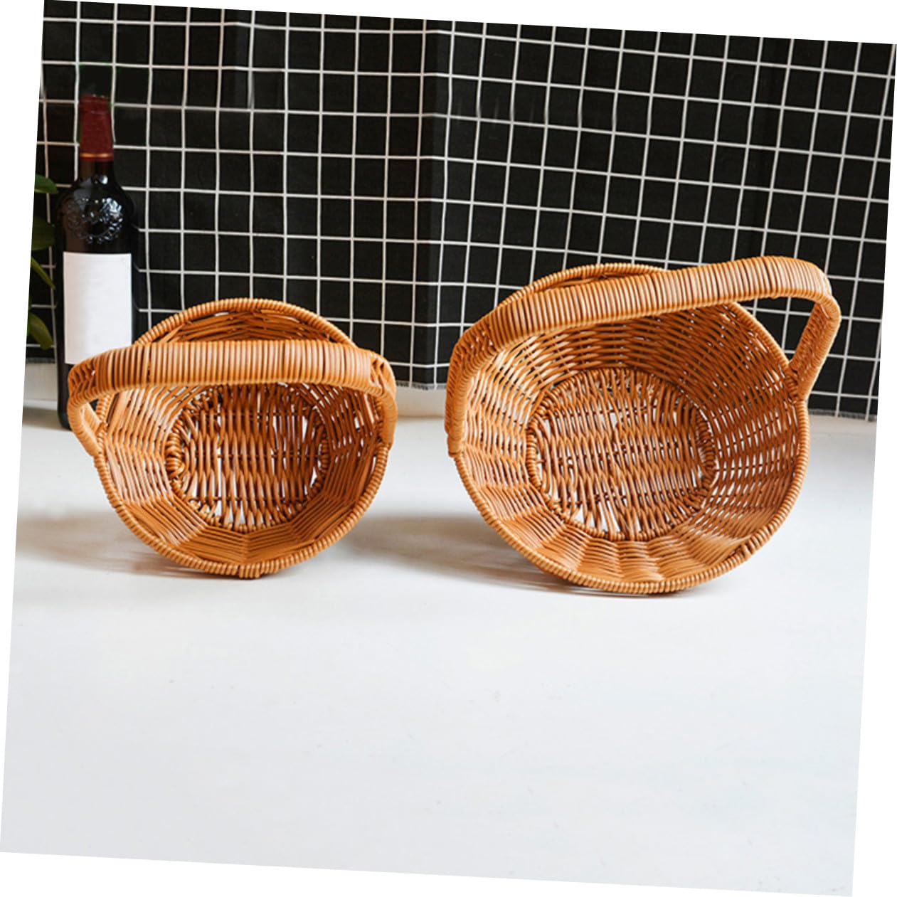 Cabilock Panier en Rotin Tressé Portable en Pp pour Fruits et Légumes Design Simple et Forme Élégante, pour Magasin ou Hôtel