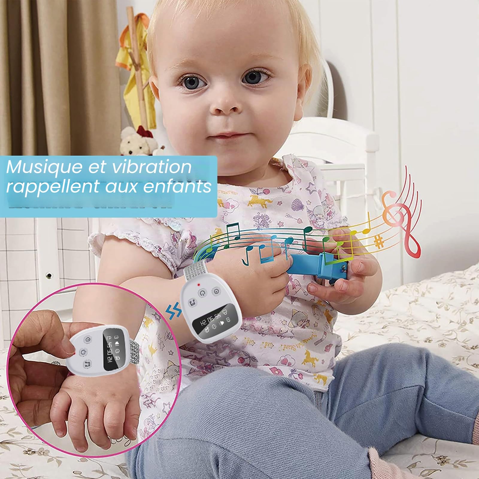Alarme sans fil pour enfants et filles, rechargeable USB-C, haute sensibilité, son fort et vibration, 3 modes, design compact pour pot de nuit