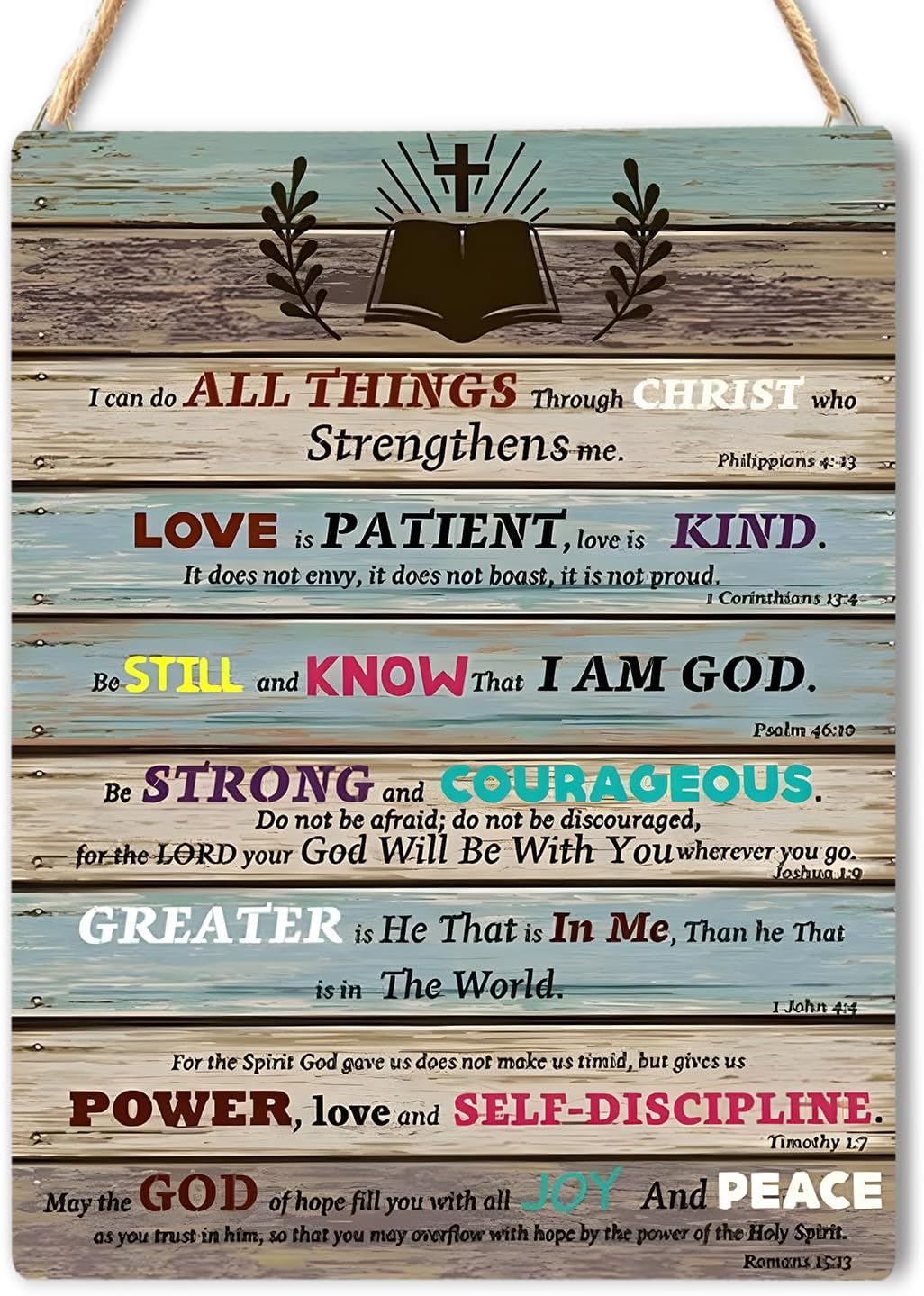 Amazon.com: UNCDLV Inspirational Bible Verse Scripture Wooden Hanging ...