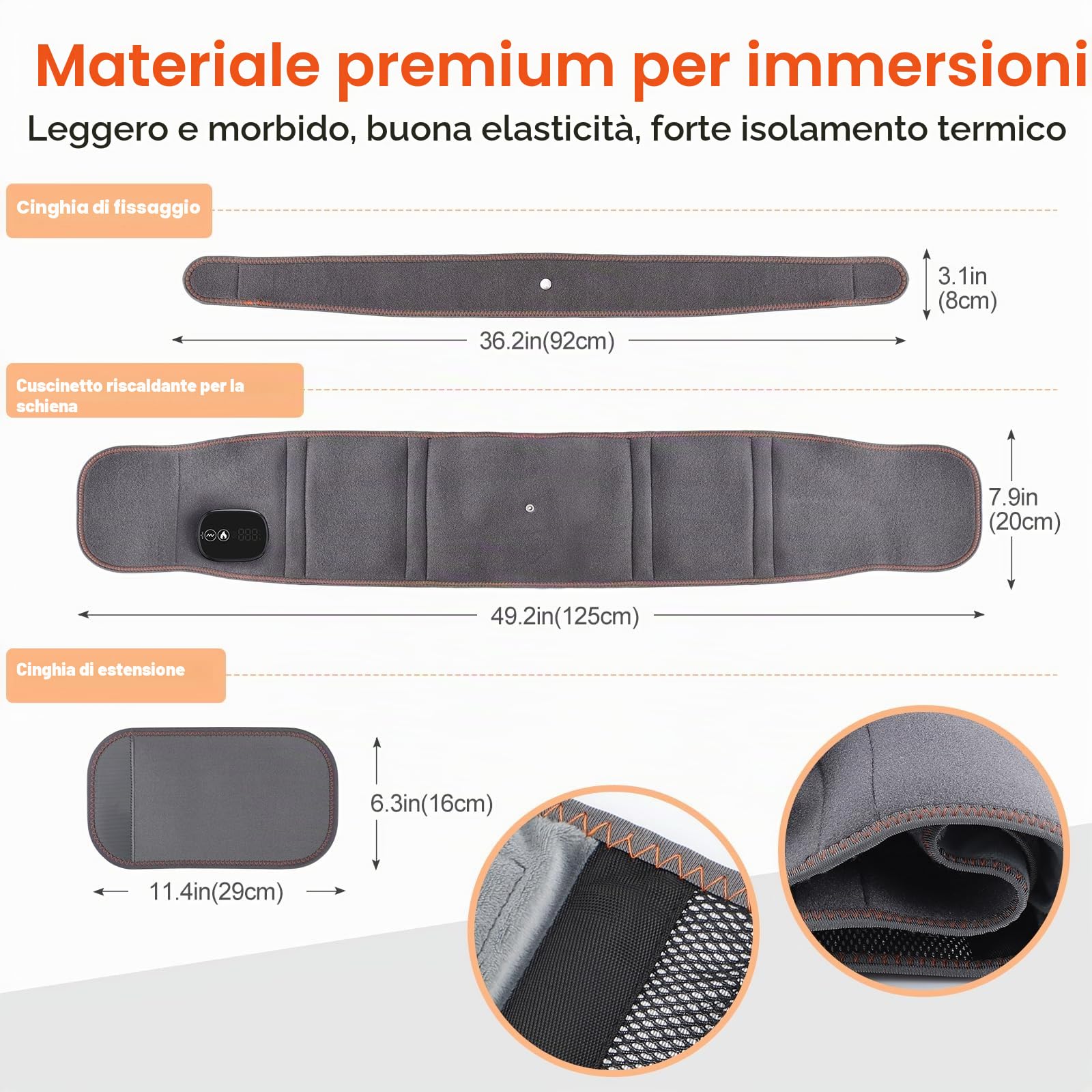 Tendina Di Riscaldamento Elettrico Per La Vita, Cintura Riscaldante Senza Fili Per Il Dorso Con 3 Modalità Di Riscaldamento E Massaggio, Schermo Touch, Per L'addome Con Batteria Ricaricabile 5000mAh