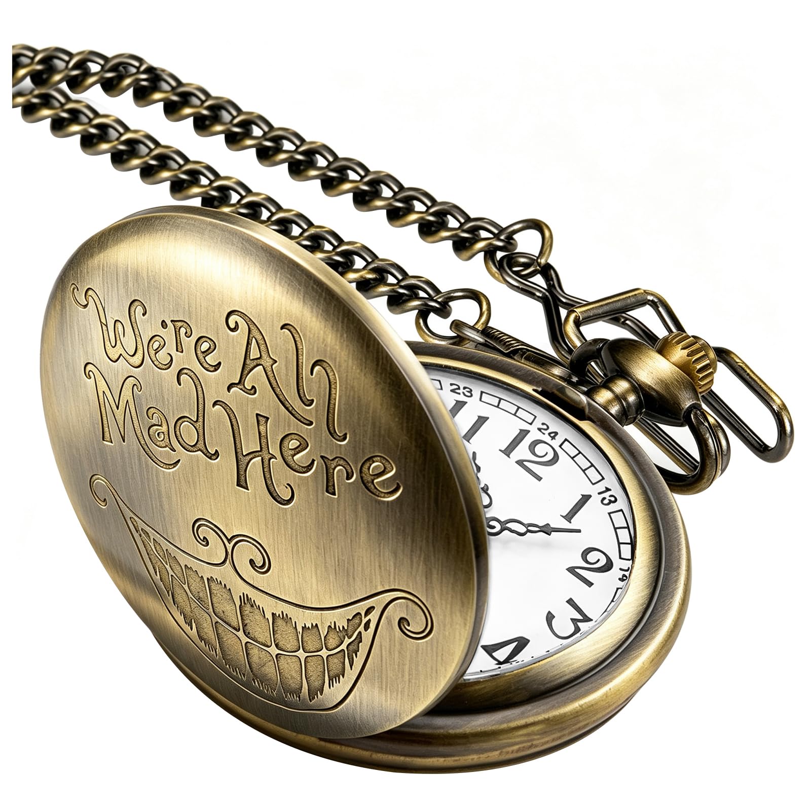 Smooth Pocket Watch Alloy Steel Quartz Roman/Arabic Numerals with 37cm Chain for Father's Day Xmas Best Gifts