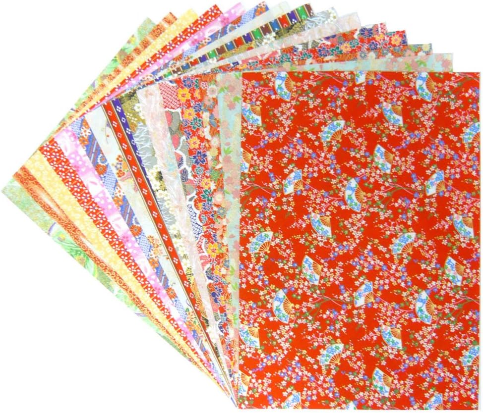 Chiyogami Yuzen Washi B4, 15 Patterns, 15 Sheets (Blue Type B Set)