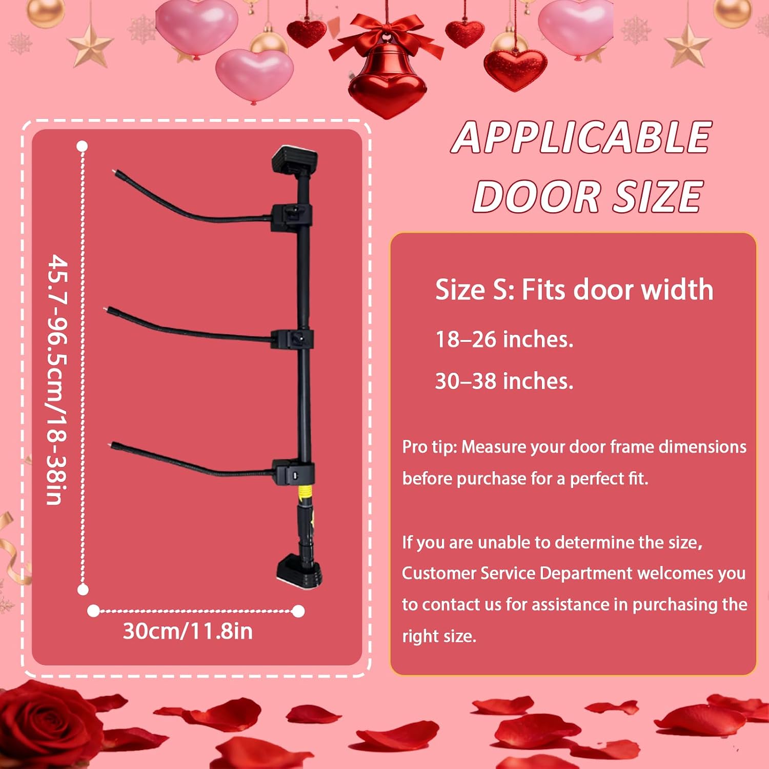 Christmas Garland Hanger for Front Door Frame,Garland Hanger for Front Door Frame，Adjustable ''18-38" Heavy-Duty Holder for Wreaths,Lights,Damage-Free No-Drill Design image 2