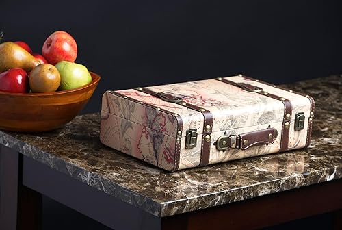 Miniatura 4 de wald imports - Maleta de cartón - Cajas de almacenamiento decorativas - Maleta para decoración, almacenamiento y más (mapa de cuero sintético 1)