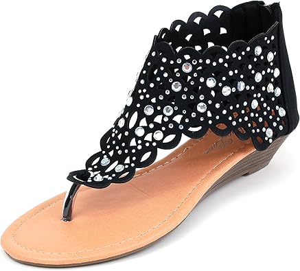 black rhinestone wedges