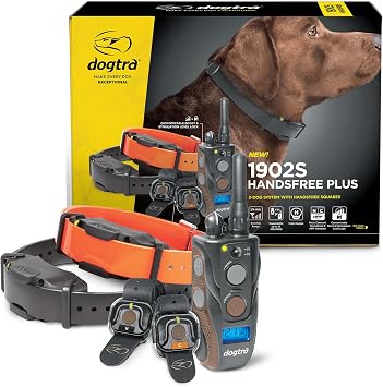 Dogtra 1902S HANDSFREE Plus Boost and Lock, Remote Dog Training E-Collar, HANDSFREE Square, 3/4-Mile Range, Rechargeable, Waterproof, High-Output, 2 Dog System, eCollar for Medium, Large Dogs