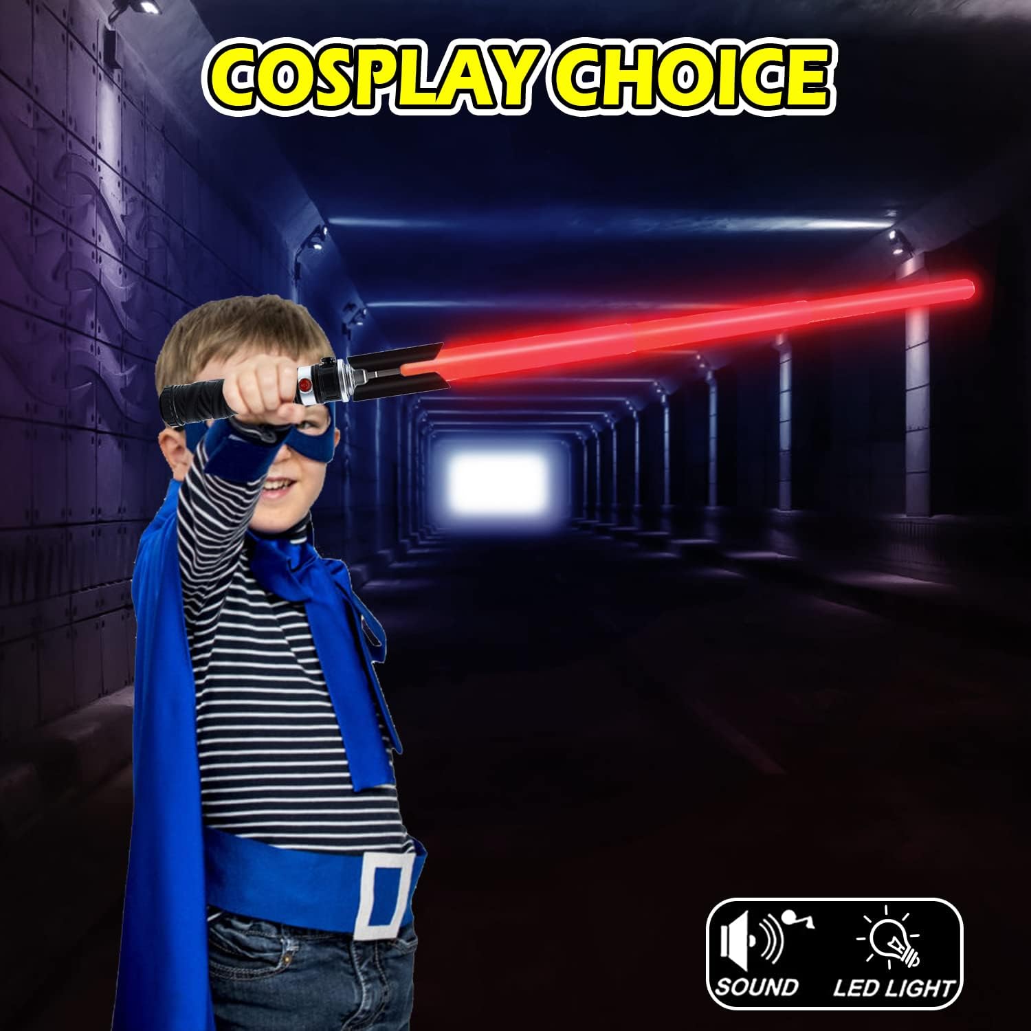 ライトアップセーバー 子供用 2イン1 デュアルライトソード FXサウンド付き (モーションセンシティブ) 拡張可能なライトソードセ