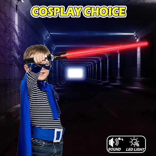 Miniatura 7 de Sables iluminados para niños, espada de luz dual 2 en 1 con sonido FX (sensible al movimiento), juego de espadas ligeras expandibles para guerreros