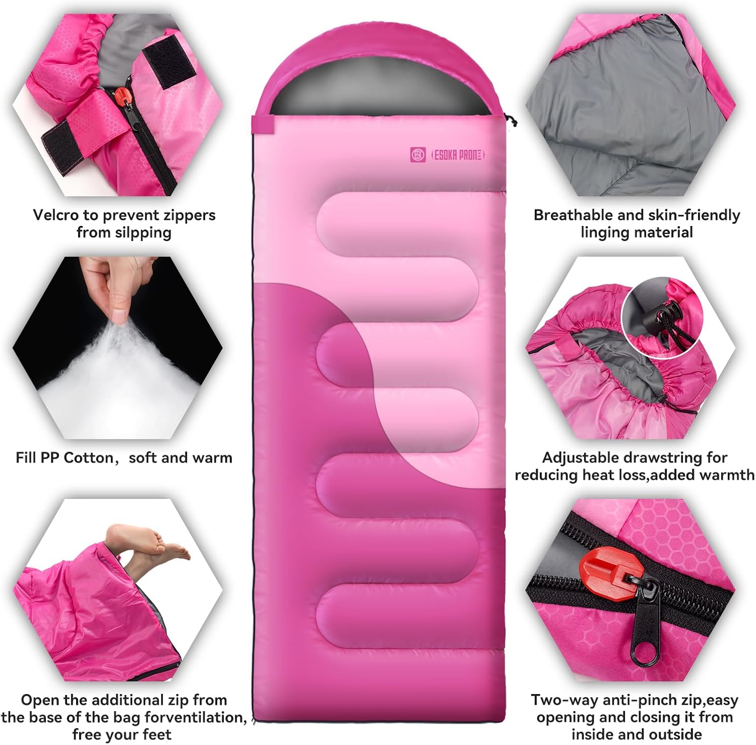 Sleeping Bags for Adults&Kids,Lightweight Waterproof Warm Weather Sleeping Bag,Compact Portable Sleeping Bag for Camping,Essentials Gear for Camping Hiking Outdoor Travel