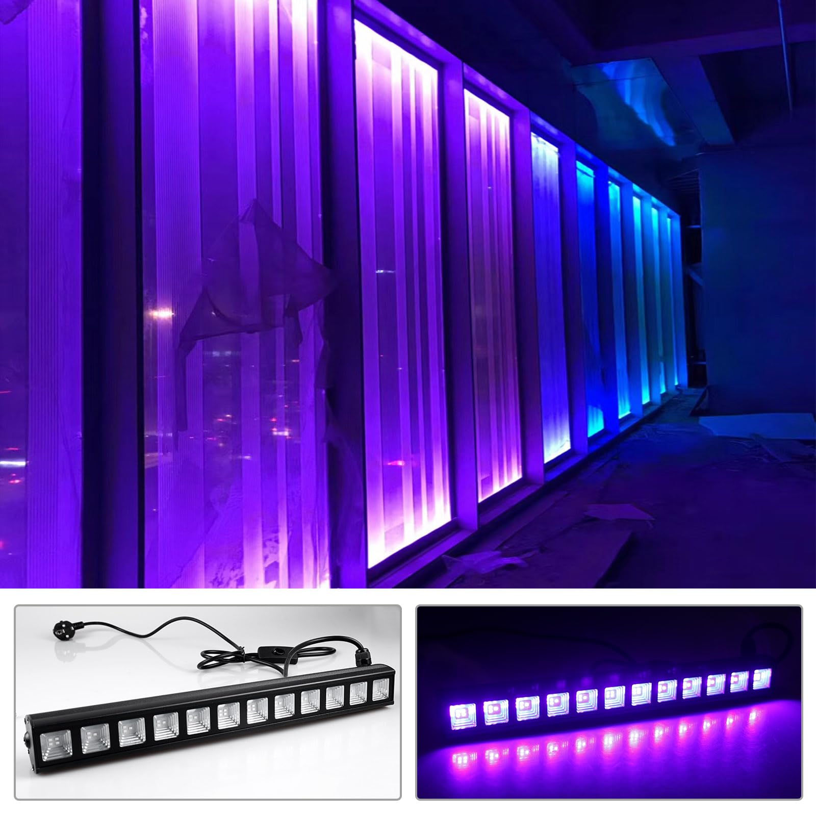 SATISFIRE® Blacklight LED-UV-buis 60cm complete set | 10W High Power | ca. 30.000 uur levensduur | onbreekbaar | verwisselbare buis | Blacklight