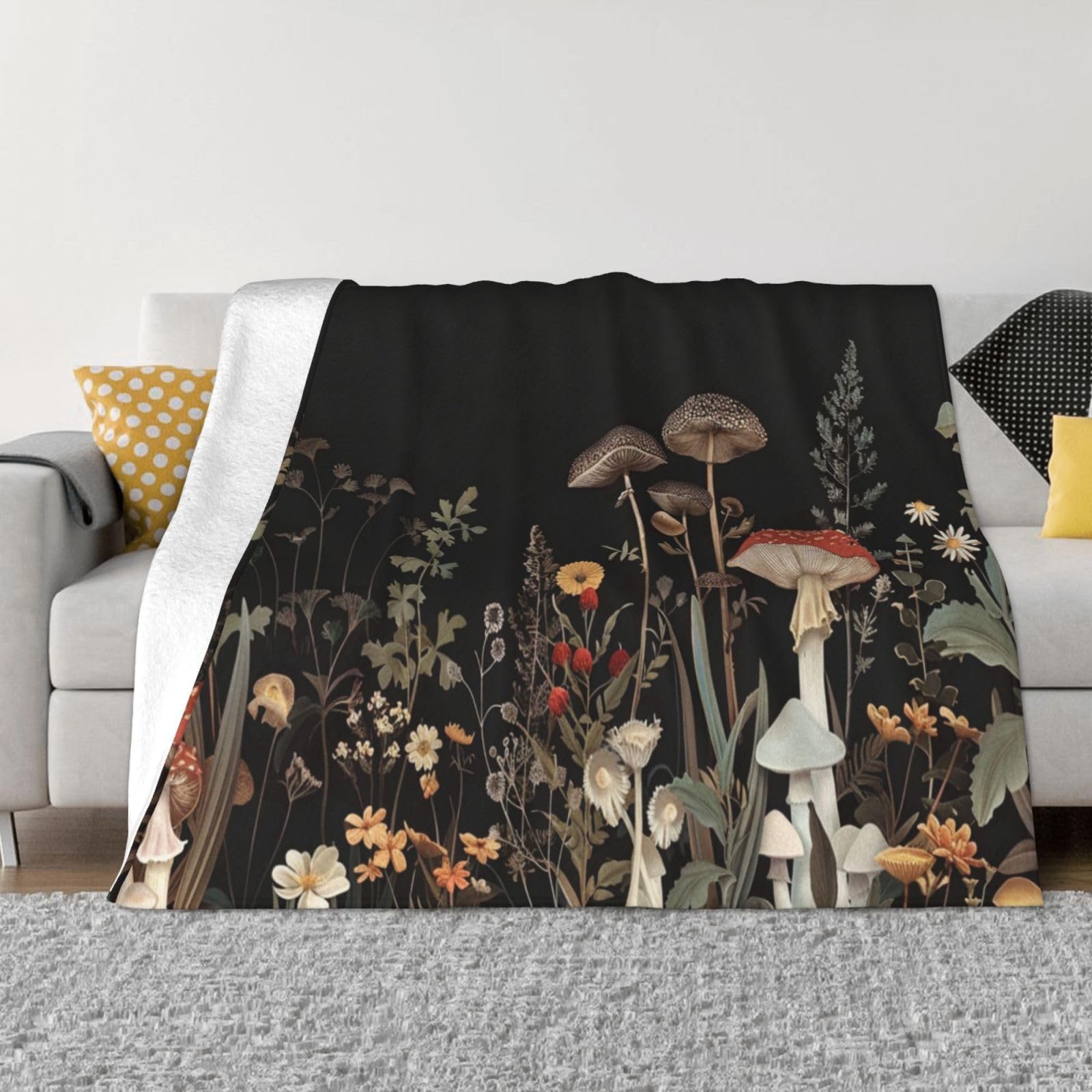 Couverture polaire douce flanelle chaude plaid lit canapé Mexpekil champignons 76x102