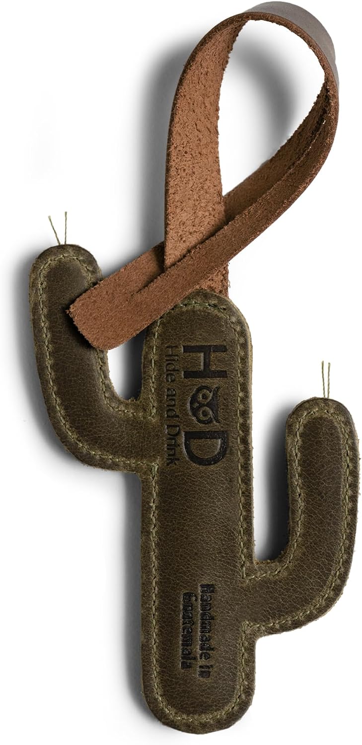 Hide & Drink, Leather Cactus Desert Plant Charm for Handbags, Purse Charm for Tote & Backpacks, Ornaments for Women, Dark Jade