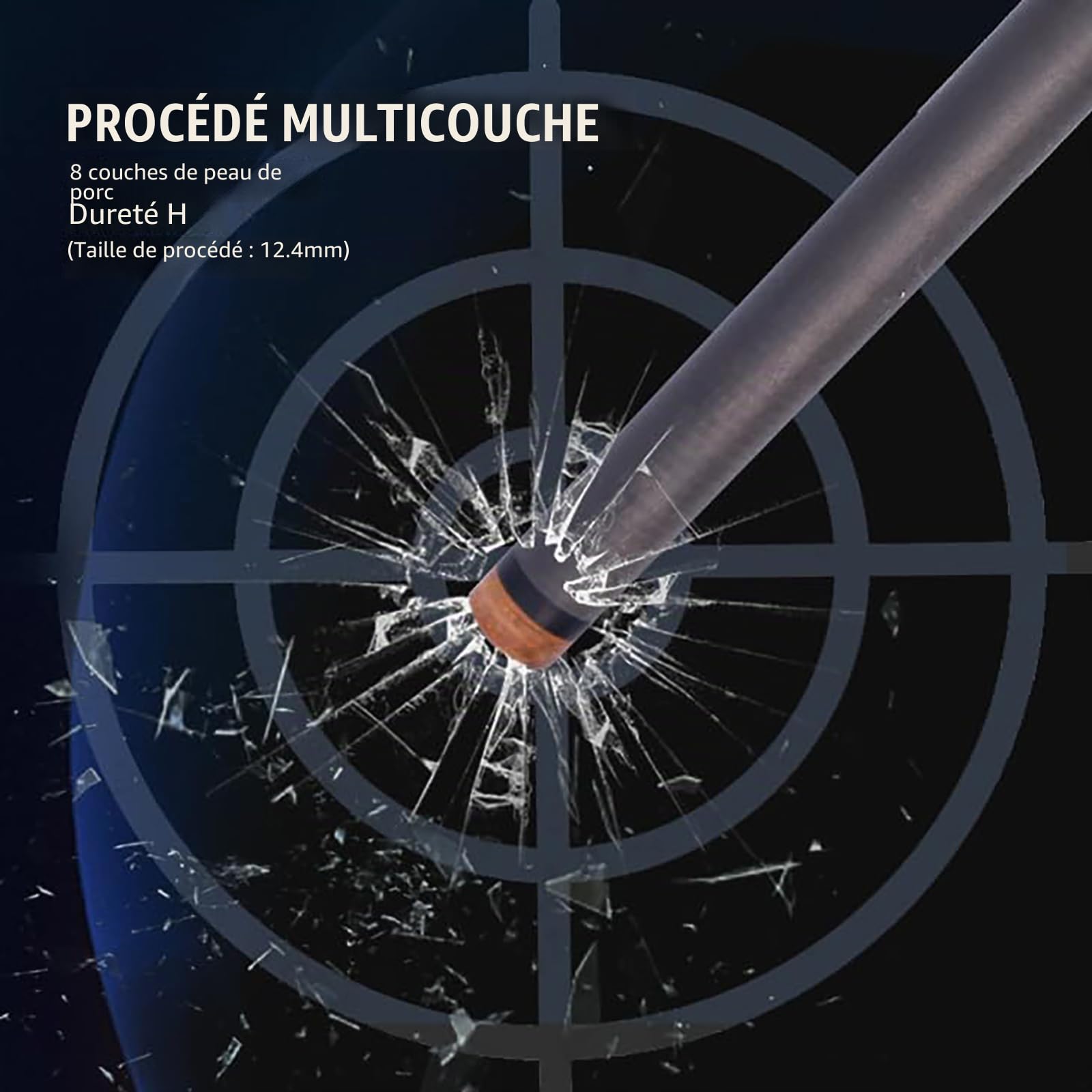 Excellentes performances : ce billard professionnel en fibre de carbone de 147 cm est équipé d'une tête de 12,4 mm, pèse 19 ~ 20 oz et est adapté pour les boules noires huit et neuves.