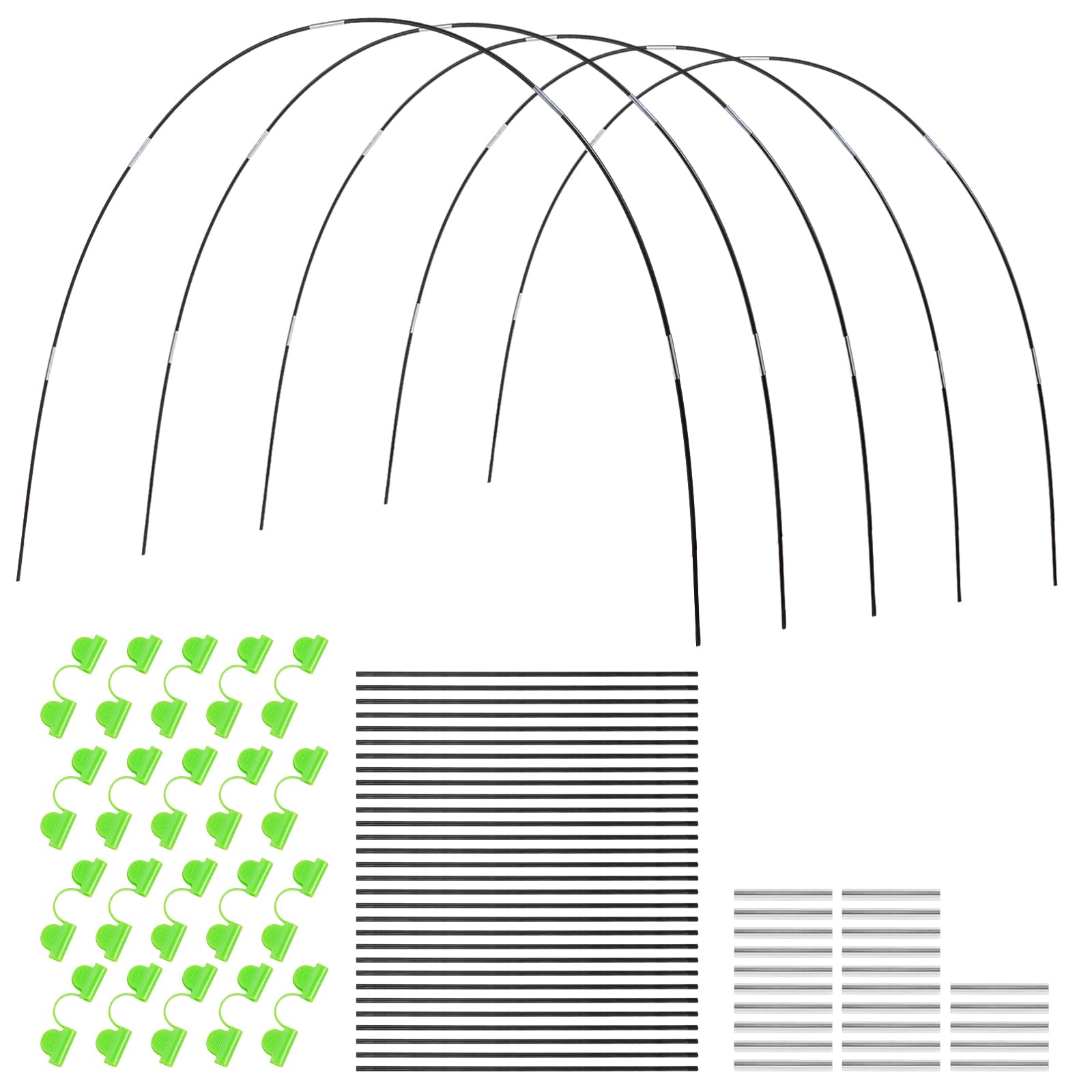 30PCS Greenhouse Hoops Grow Tunnel for Raised Bed Garden Hoops Frame for Row Cover Fiberglass Frame Fiberglass Garden Support DIY Hoops Kit for Garden Netting Plant Shade Cloth