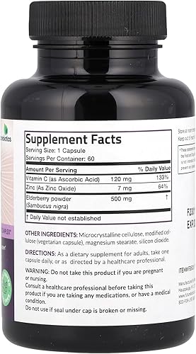Miniatura 2 de Futurebiotics Sambucus Saúco con Zinc y Vitamina C, 60 Cápsulas Vegetarianas
