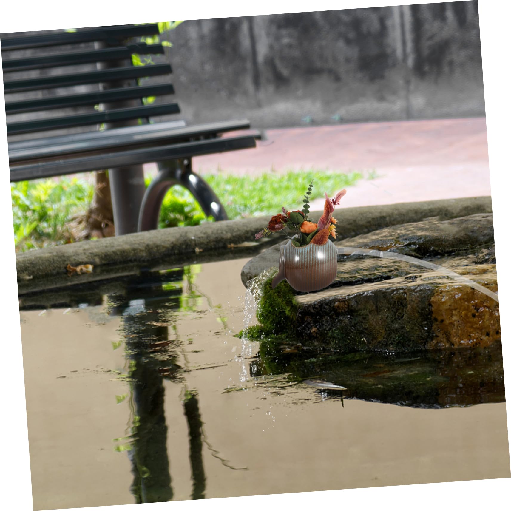 PRETYZOOM Brocca in Ceramica Flusso d'Acqua Circolante per Acquari e Piante Idroponiche, Design Aperto per Fontane Fai-Da-Te e Decorazione Interna