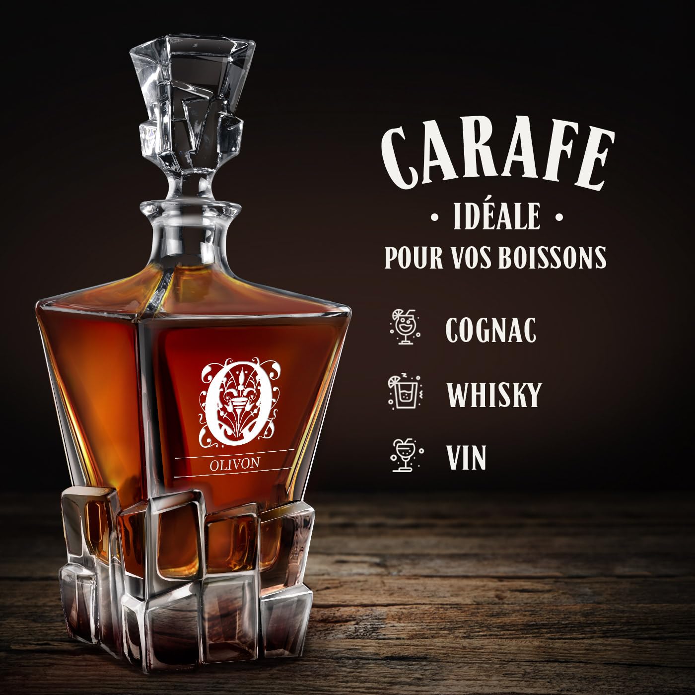 Maverton Carafe en verre et 6 verres a whisky, Avec motif décoratif | Ensemble Personnalisé Idee Cadeau Homme, Cadeau Anniversaire Homme, Set whisky au design unique, Pour connaisseur, Ornement