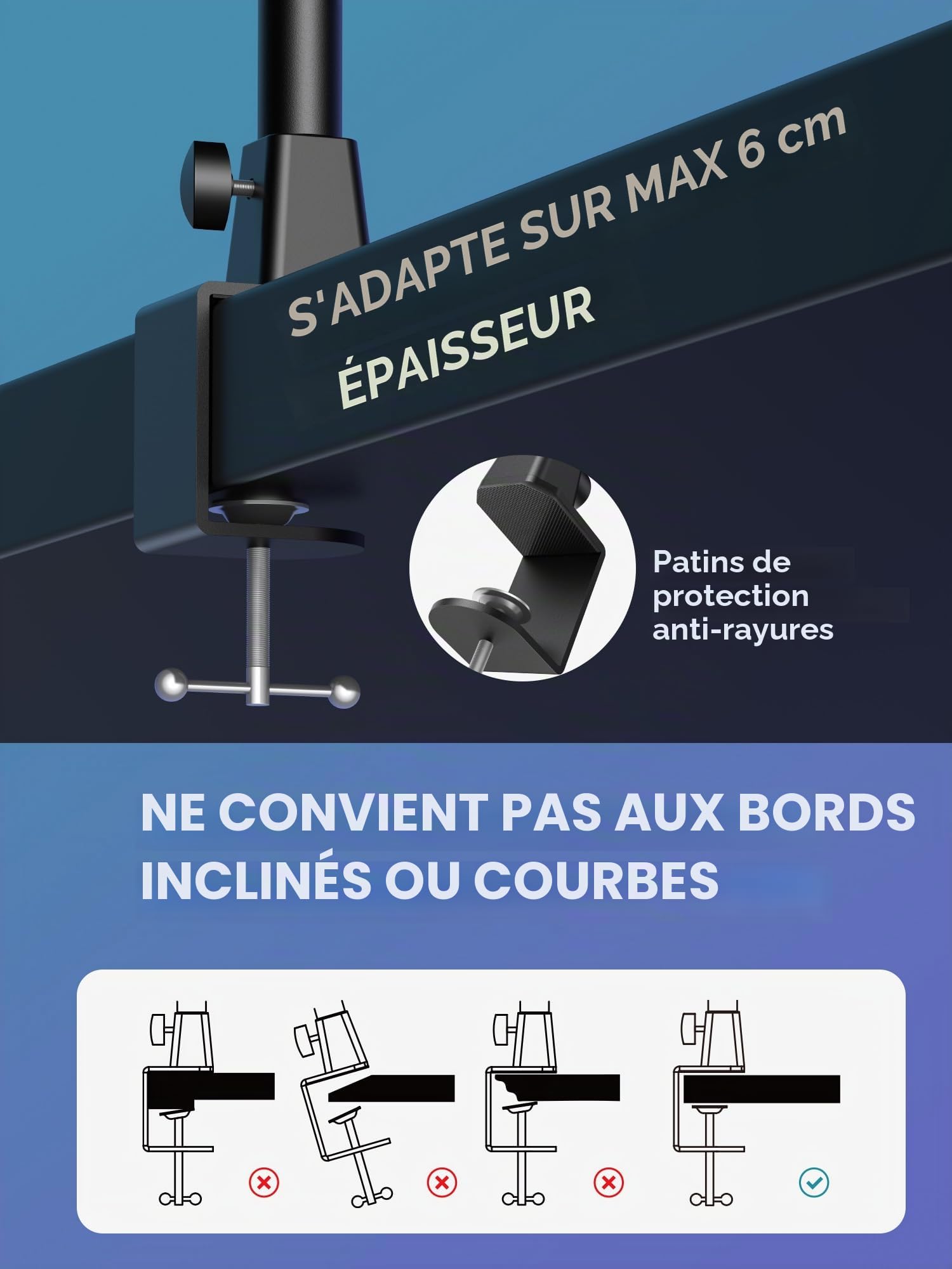 InnoGear Support à bras pour microphone avec gestion des câbles et élévateur de hauteur pour Blue Yeti, FIFINE AM8, K669B, HyperX QuadCast, S SoloCast, AT2020, Shure SM7B, MV7 et autres micros