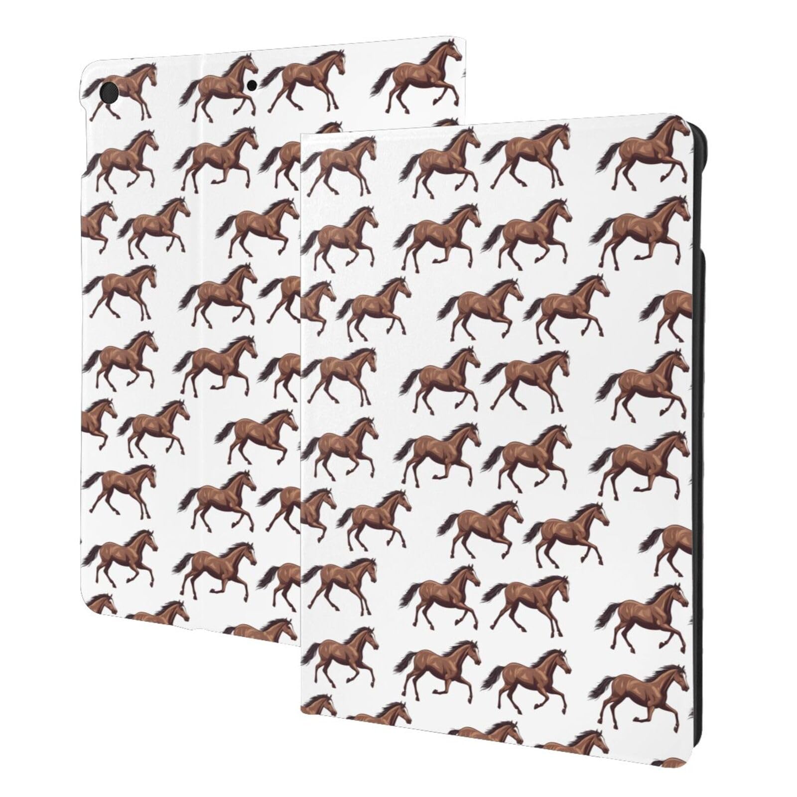 Coque iPad 10.2 compatible iPad 7 8 9e génération avec rabat folio imprimé animal équestre