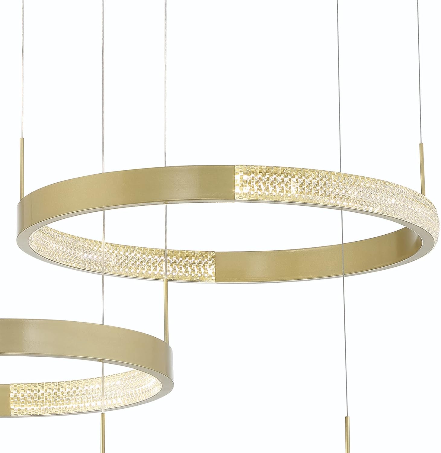 Vanity Art 3 Light Statement Tiered LED Chandelier Lighting | Modern Hanging Lights, Circular Ceiling Lights Fixtures for Dining Room Living Room Bedroom Kitchen (Gold) SYLED1293-BD