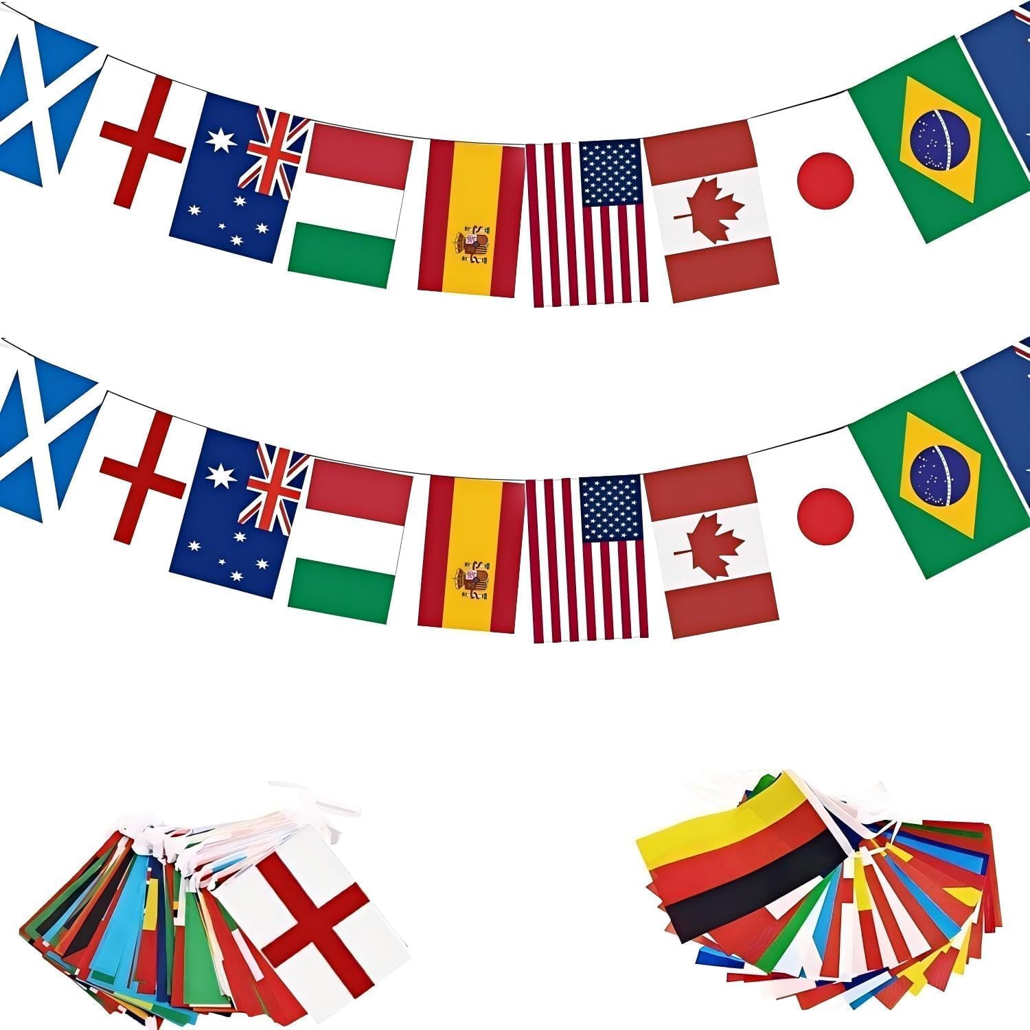 2026 World Cup Flags Bunting, 14M Long Fabric Banner with 48 Flags, Outdoor Indoor Decoration for Garden Street, Home, Bar