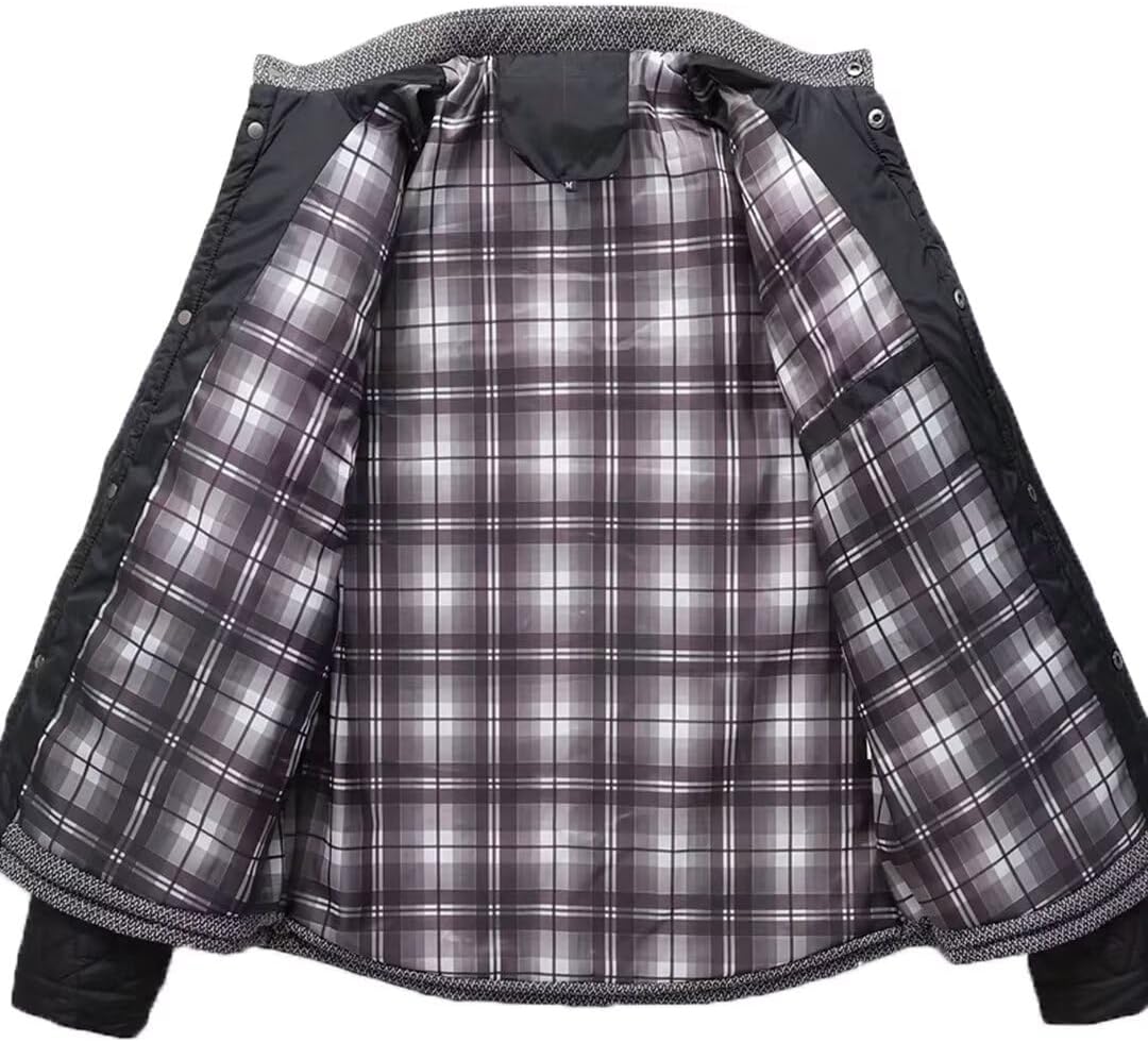 INVACHI Men's Casual Diamond Quilted Puffer Down Jacket Lightweight Business Button Coat with Stand Collar - Image 6