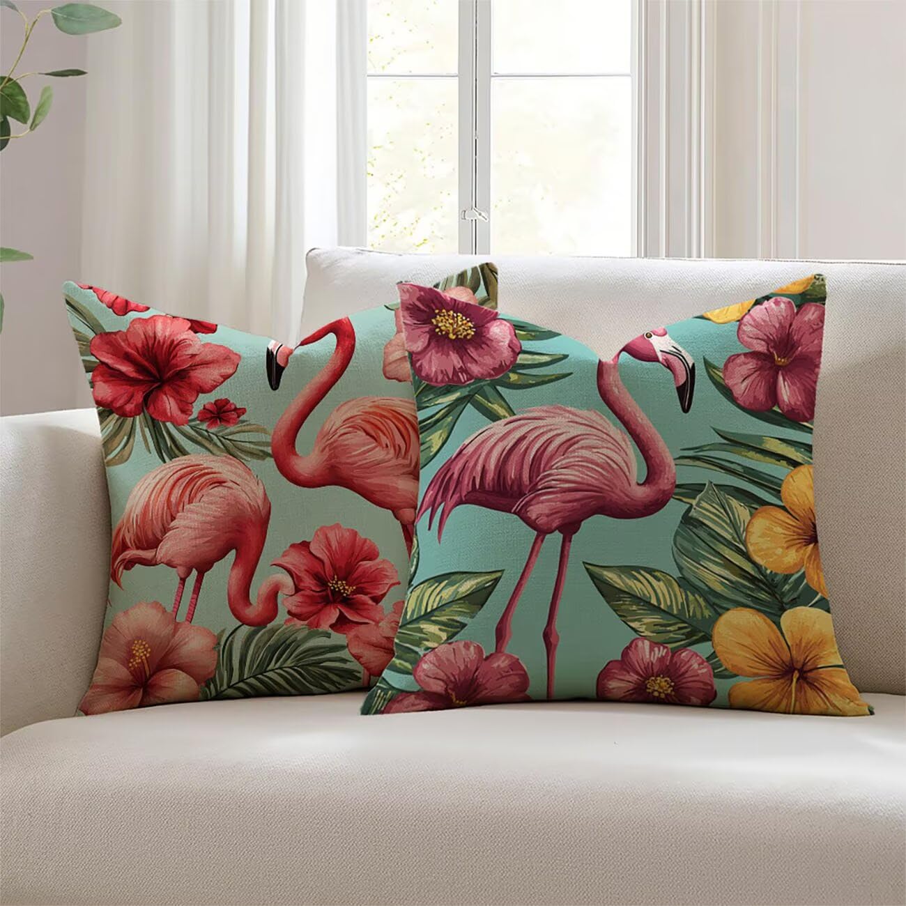 Housses de coussin imperméables 20x20 Lejnlnng en lin pour jardin et salon