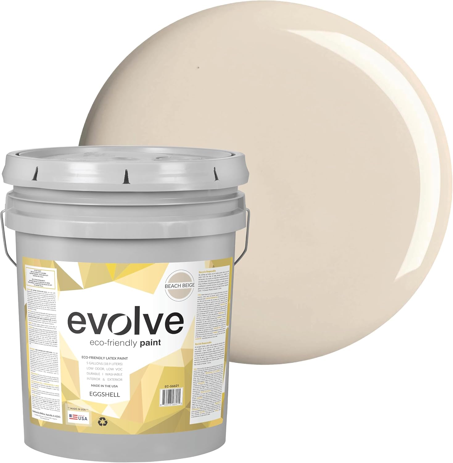 EVOLVE Paint & Primer – Environment-friendly, Low Sheen (Beach Beige, 5-Gallon)