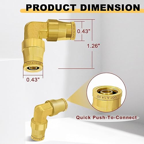 Vista 10 de Siptenk 1/2 DOT Air Line Fittings 5PCS, unión recta de latón 1/2 "OD Air Brake Line Fittings Quick Push to Connect Fittings for Truck Trailers Tubo