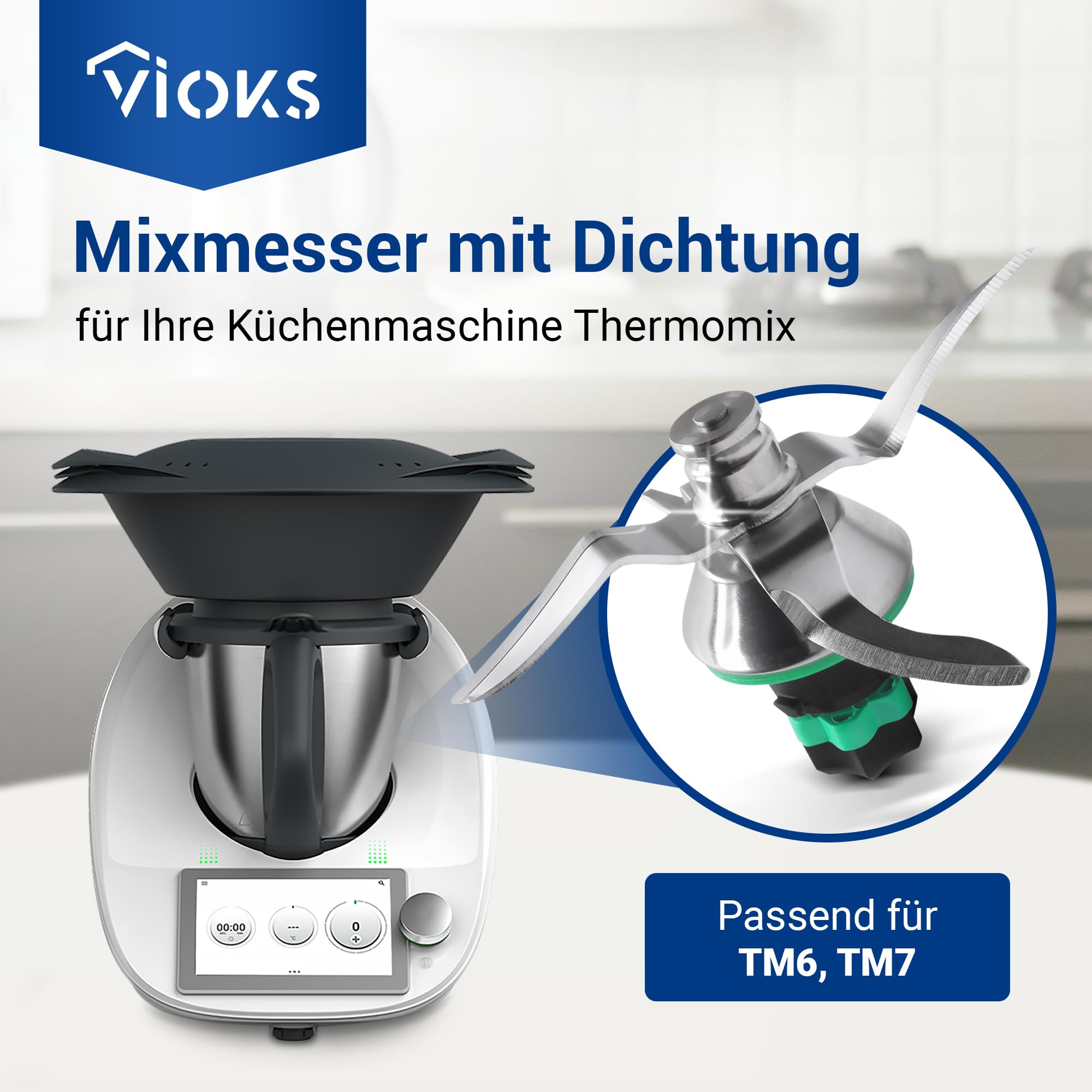 VIOKS Alternatif Couteau compatible avec Thеrmomix TM6 | Couteau de rechange couteau mixeur, en acier inoxydable SUS420, avec 4 lames, pour robot de cuisine